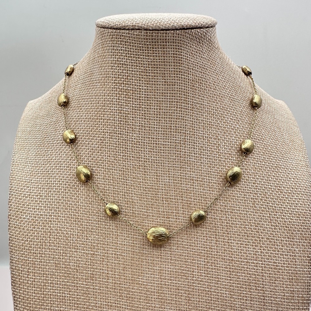Vintage Y2K Gold Tone Textured Beaded Station Chain Minimalist Women's Jewelry